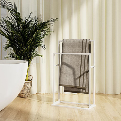 vidaXL Freestanding Towel Rack White 18.9"x9.4"x30.9" Iron A949-343088