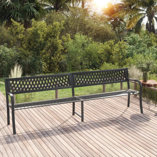 vidaXL Twin Patio Bench Black 93.3" Steel A949-319583