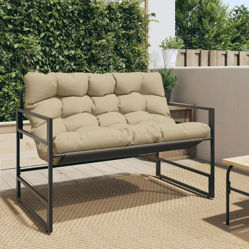 vidaXL Patio Bench with Cushion Taupe 44.5" Steel A949-4009300