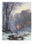 A Twilit Wooded River in the Snow Poster