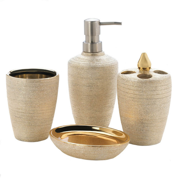 Golden shimmer bath accessories