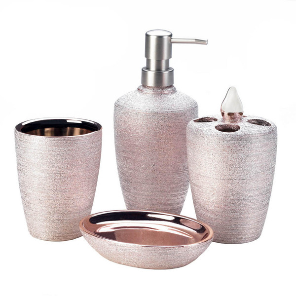 Rose golden shimmer bath accessories