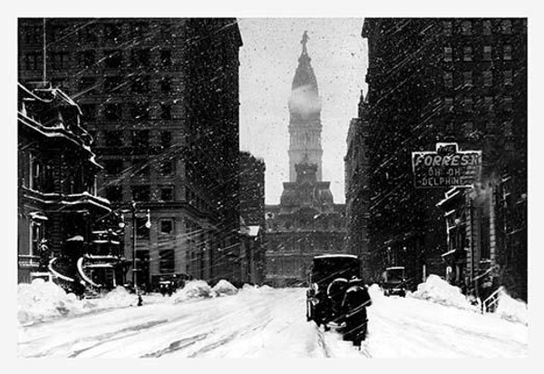 Snow at City Hall, Philadelphia, PA