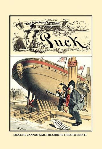 Puck Magazine: Cannot Sail, Try to Sink