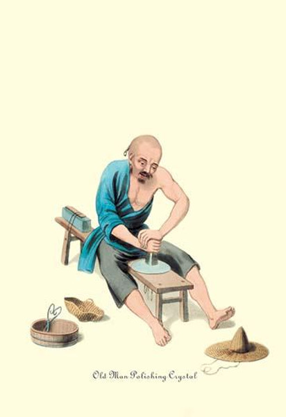 Old Man Polishing Crystal