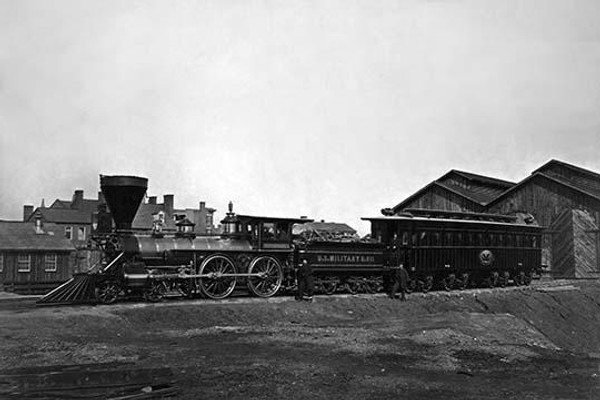 Engine W. H. Whiton, and President's car, Alexandria, January,1865