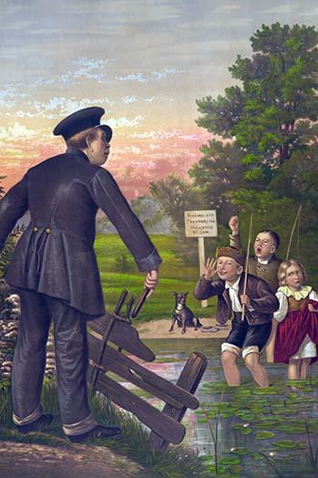 Policeman Catches Young Children in a Pond