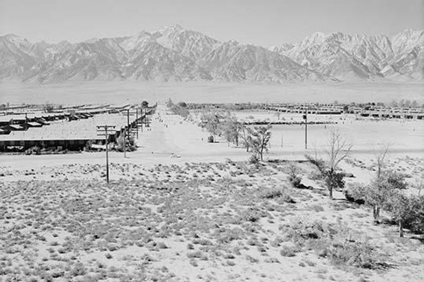 Manzanar from Guard Tower, view west (Sierra Nevada in background),