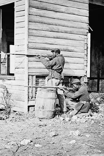 Dutch Gap, Virginia. Picket station of Colored troops near Dutch Gap canal