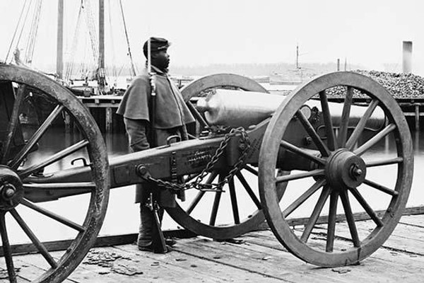 African American soldier Guards Artillery in the Civil War