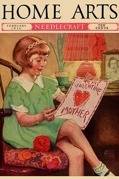 Little Girl sews a Valentine