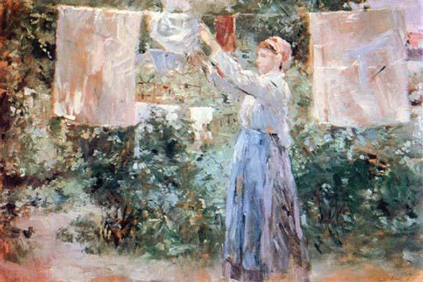 Women hang out Laundry to Dry