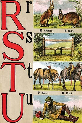 R, S, T, U Illustrated Letters