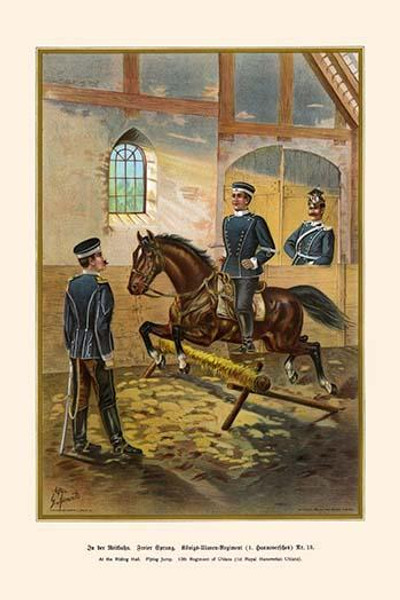 At the Riding Hall - Flying Jump 1st Royal Hanoverian Uhlans - 13th Regiment