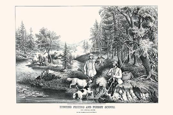 Hunting fishing and forest scenes: good luck all around