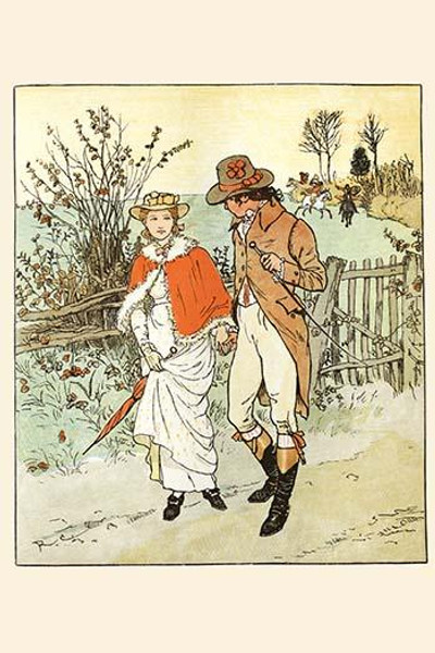 A Young Couple Promenade on a country way