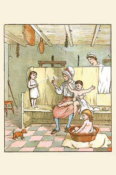 Maid washes the Babies in the laundry room