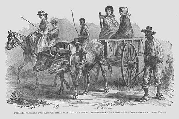 African American Slave attends farmers on their way to the Federal Commissary for Provisions