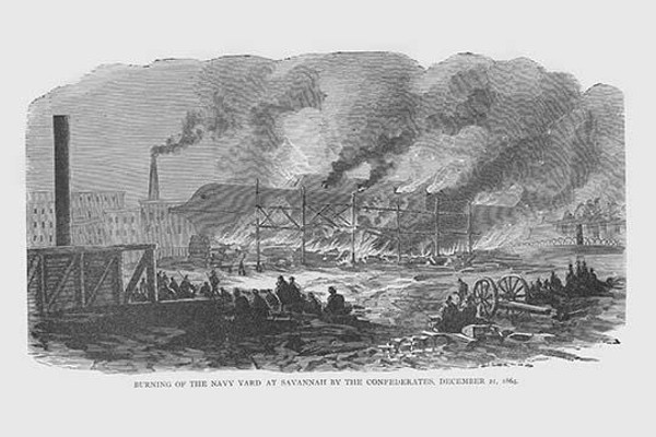 Confederates burn the Navy Yard in Savannah