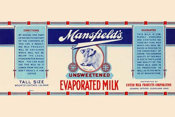 Mansfield's Unsweetened Evaporated Milk