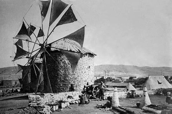 Sails on Windmills in Greece