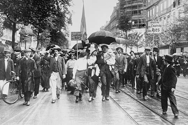 Civilian Reservists take to the Streets Singing in Parade the Marseilles