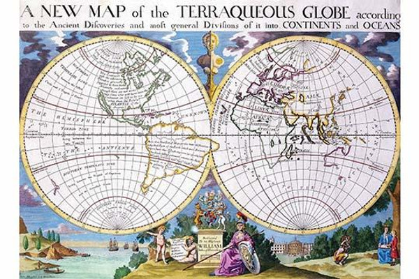 Stereographic Projection of the World with Latitude and Longitudinal lines