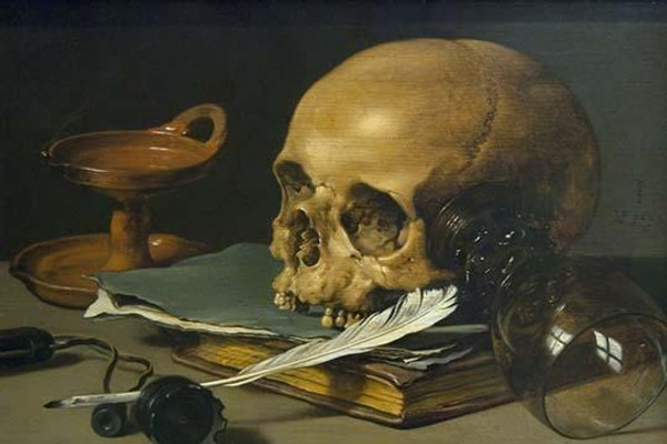 Still Life with a Skull and a Writing Quill, 1628
