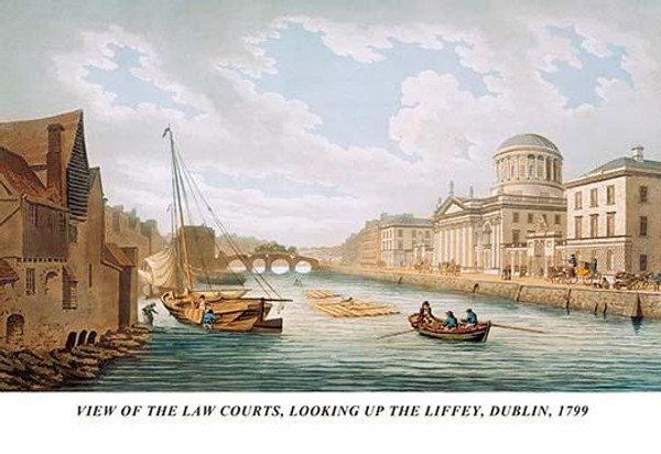 View of the Law Courts, Looking Up the Liffey, Dublin, 1799