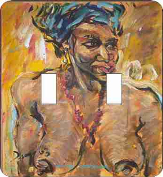 Head Wrap Double Switch Plate (African American Double Switch Plate)