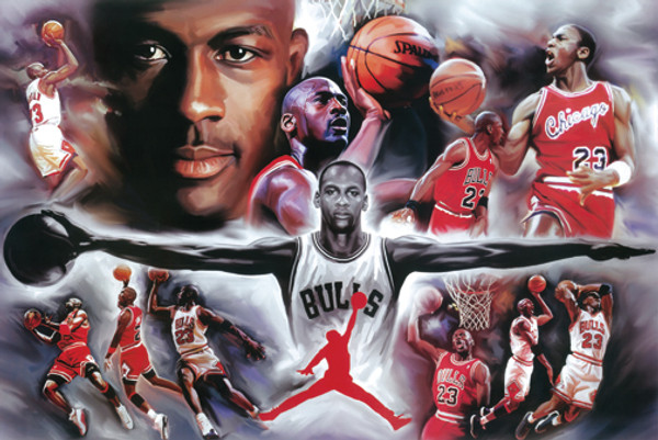 Michael Jordan Collage Painting Poster