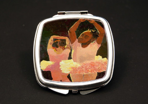 Pink Ballerinas Dual Mirror Compact (African American Dual Mirror Compact)