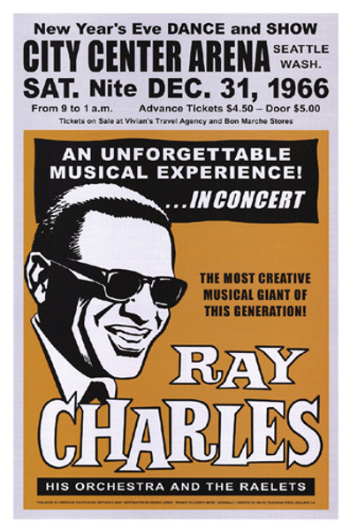 Ray Charles, Seattle, New Year's Eve, 1966 Poster