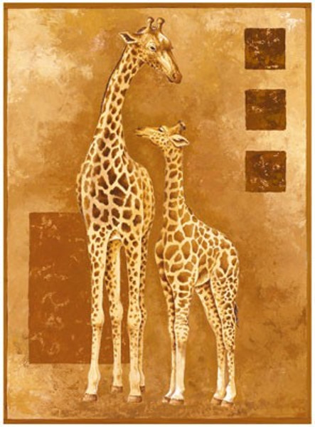 Mother Giraffe with Young Poster