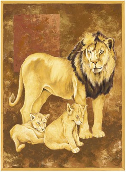 Lion and Two Cubs Poster