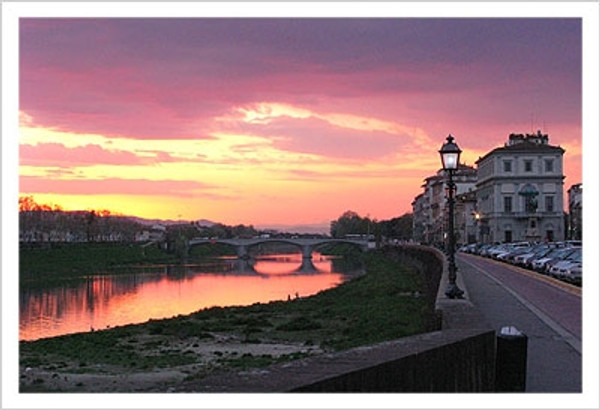 Sunset at Arno River Poster