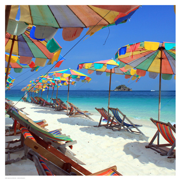 Parasols on a Tropic Isle II Poster