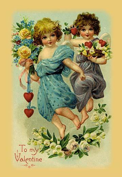 Two Angel Girls With Flowers