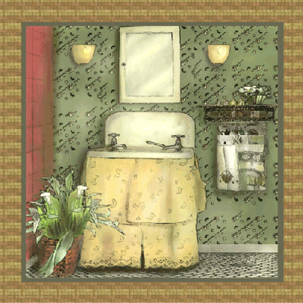 Bathroom in Green I Poster