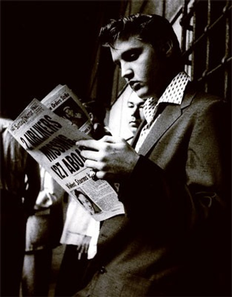Elvis Reading the Sunday Mirror Poster
