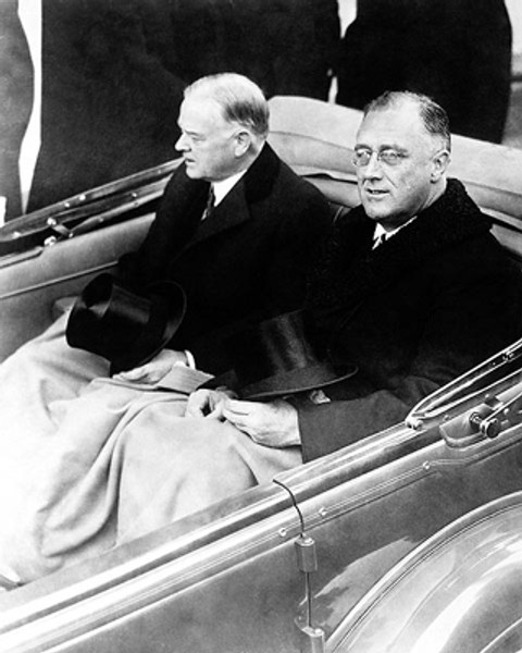 President-Elect Franklin D. Roosevelt and President Herbert Hoover on Way to Roosevelt's Inauguration,  March 4, 1933 Poster