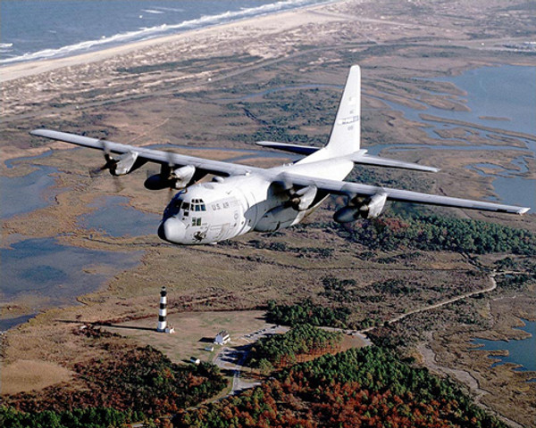 C-130 Hercules Over Lighthouse, 2001 Poster