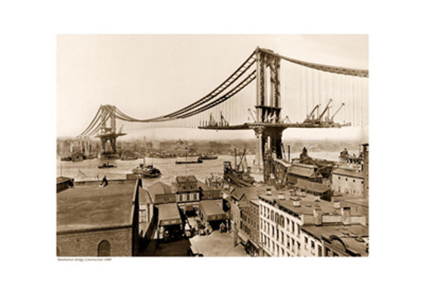 Manhattan Bridge Construction, 1909 (sepia) Poster