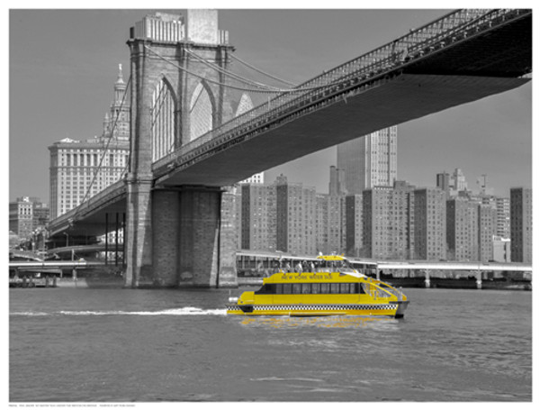 NY Water Taxi Under Brooklyn Bridge Poster