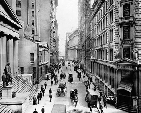 View of Wall Street from Nassau Street, New York, 1911 Poster