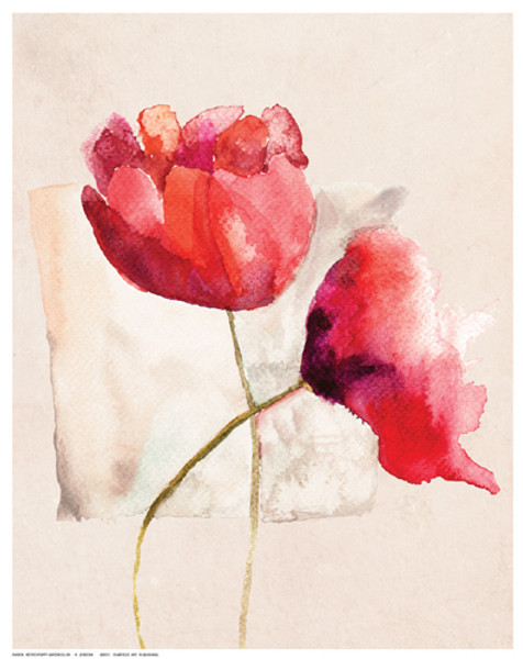 Retro Poppy Watercolor Poster