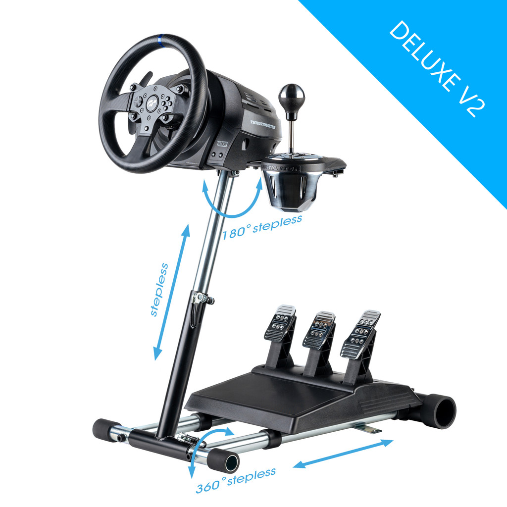 X RETURNED  TX Deluxe Racing Steering Wheelstand for Thrustmaster  With Thrustmaster T-GT/GT II, T500RS, T300RS, TX, T248, TX Leather, T150, TMX/TMX PRO! Deluxe V2 stand. Wheel and Pedals not included