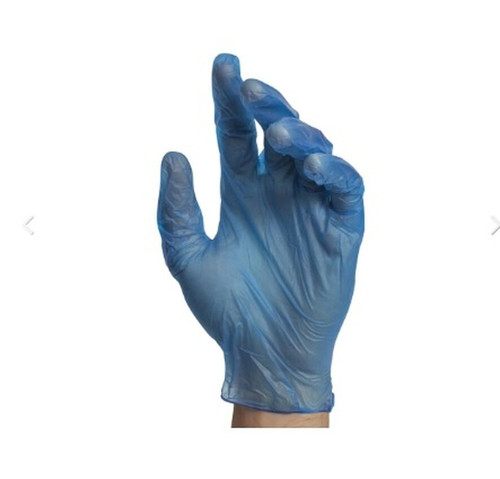 Stellar Vinyl Disposable Gloves Blue L- P/F - 100pk