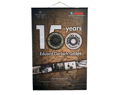 Gehwol Textile Banner 150 Years- English - 23.50 W x35.50 H