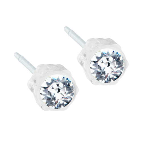 Clear Bezel Crystal Stud Earrings - 6mm